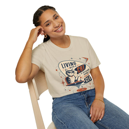 Cat T-Shirt — "Living with a Cat is Basically Having a Furry CEO" Retro Graphic