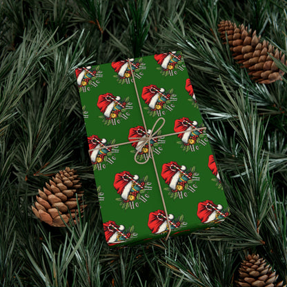Christmas Santa Wreath Gift Wrap Paper — Festive Green Holiday Wrapping Sheets