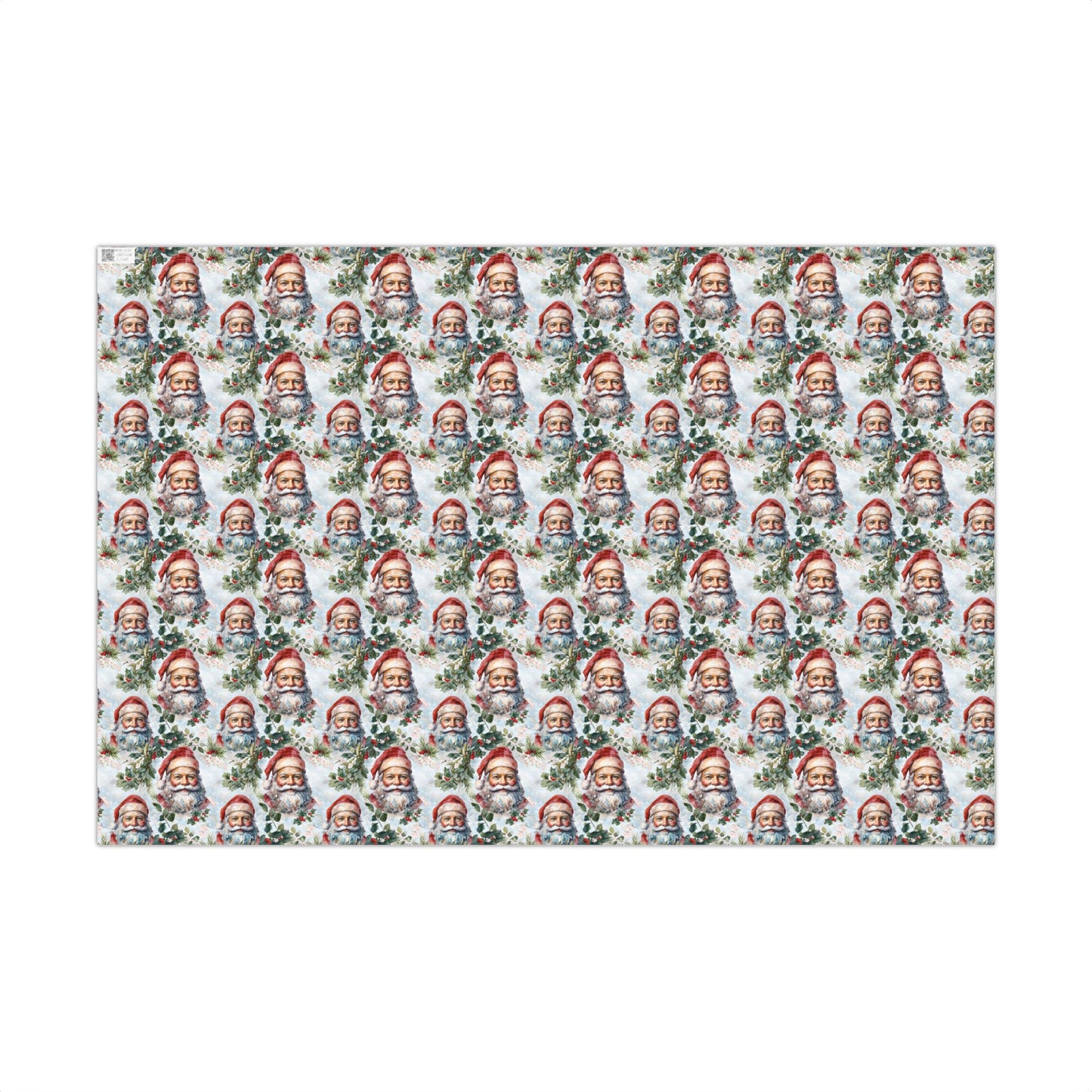 Santa Claus Pattern Gift Wrap Paper — Vintage Christmas Wrapping Sheets