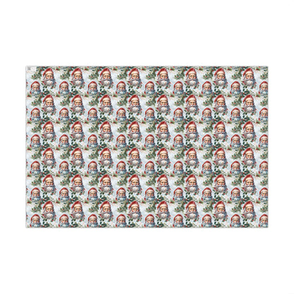 Santa Claus Pattern Gift Wrap Paper — Vintage Christmas Wrapping Sheets