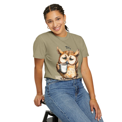 Not Ready Yet Owl T-Shirt — Cute Sleepy Owl Coffee Tee