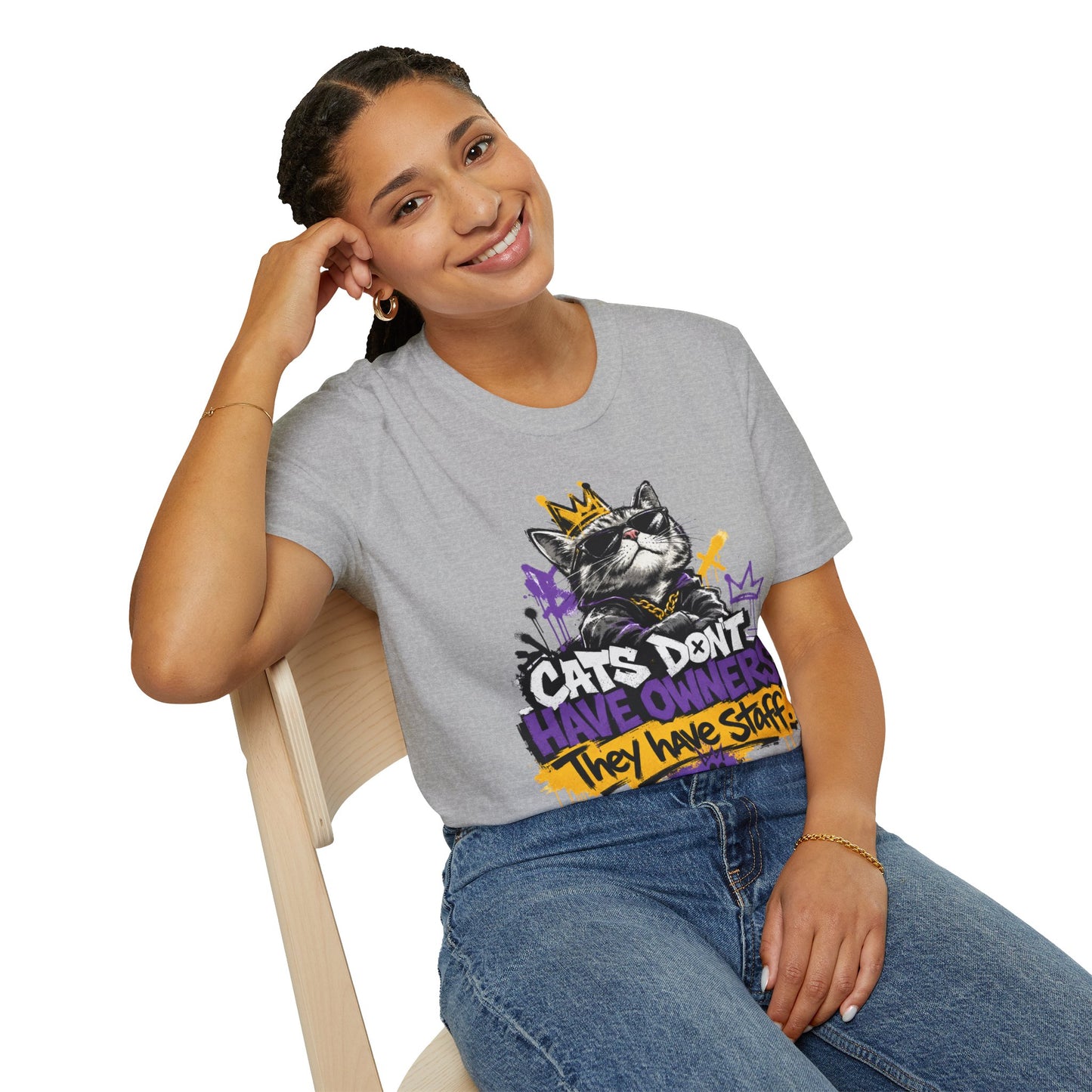 Cat Graphic Tee — "Cats Don't Have Owners They Have Staff"