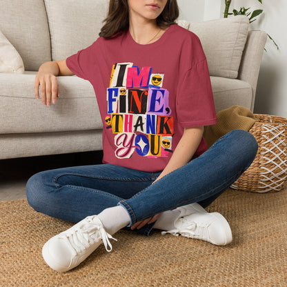 T-Shirt — "I'M FINE, THANK YOU" Retro Collage Graphic Tee