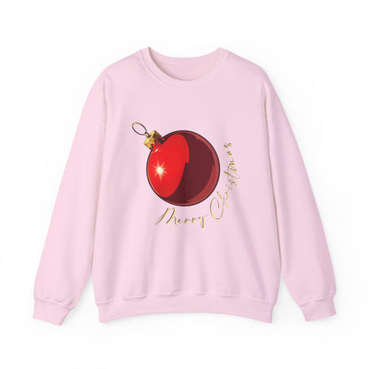 Christmas Ornament Crewneck Sweatshirt — Red Bauble "Merry Christmas" Holiday Sweater