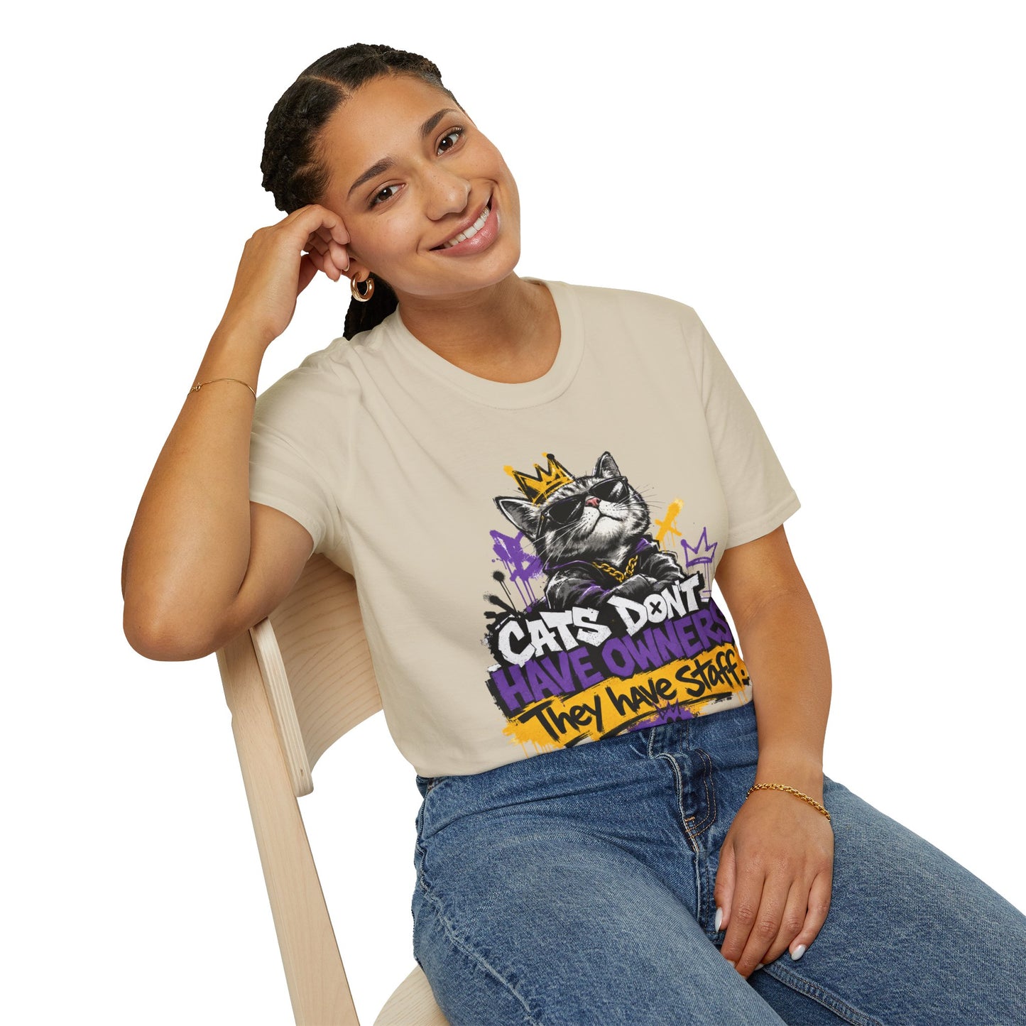 Cat Graphic Tee — "Cats Don't Have Owners They Have Staff"