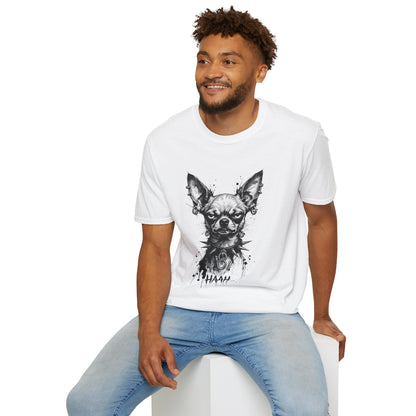 Chihuahua Portrait T‑Shirt — Expressive Black & White Dog Art Tee