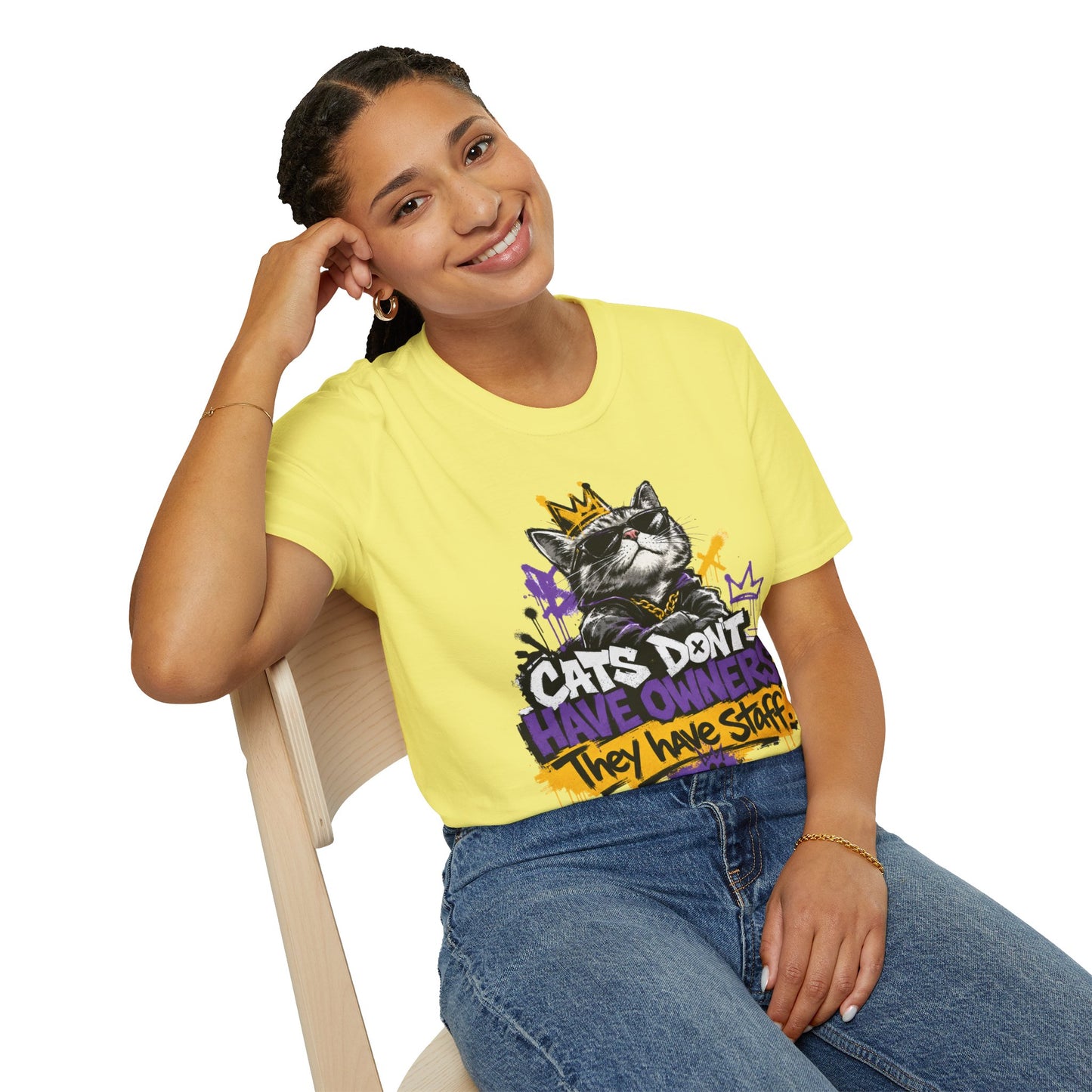 Cat Graphic Tee — "Cats Don't Have Owners They Have Staff"