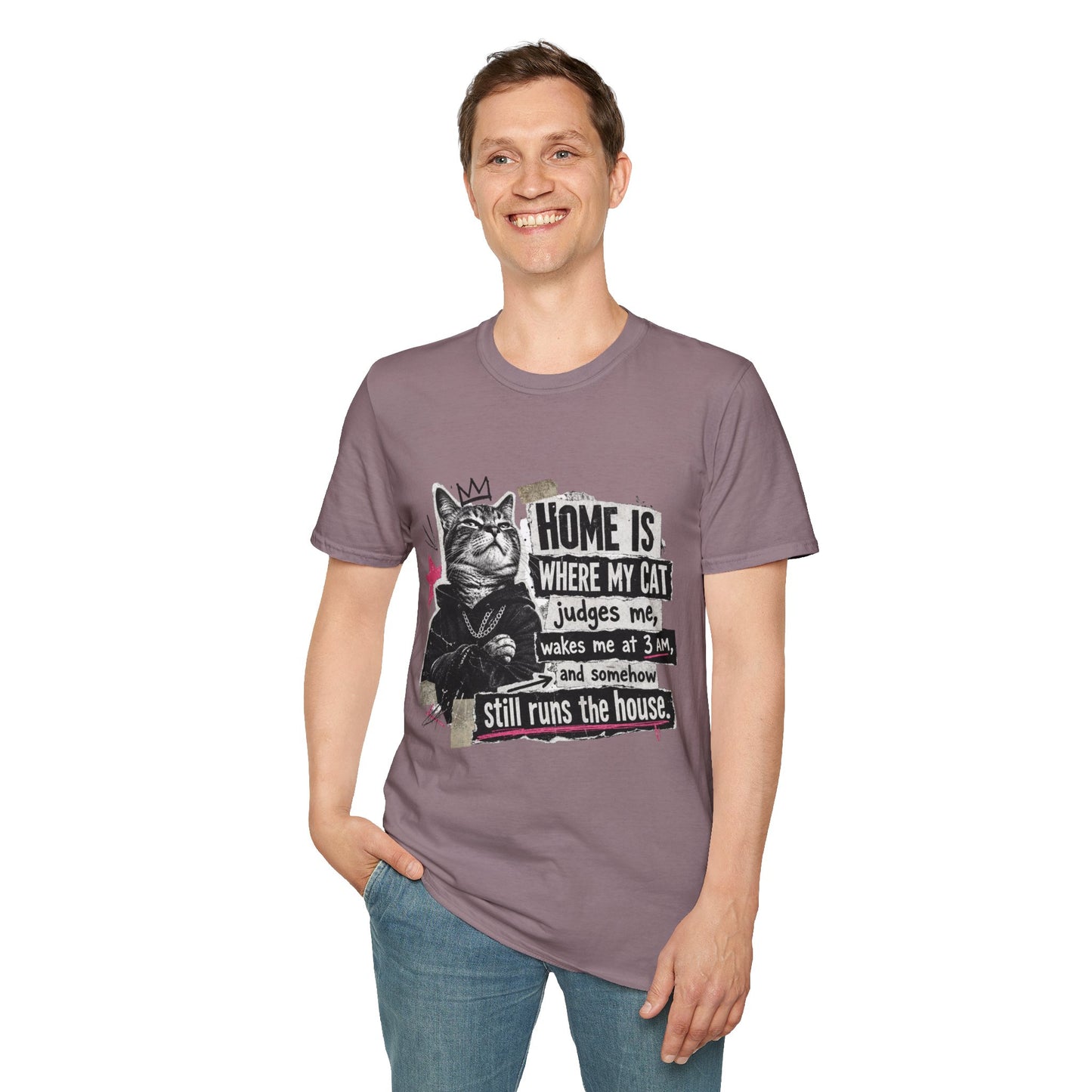 Cat T-Shirt — "Home Is Where My Cat Judges Me" Funny Graphic Tee