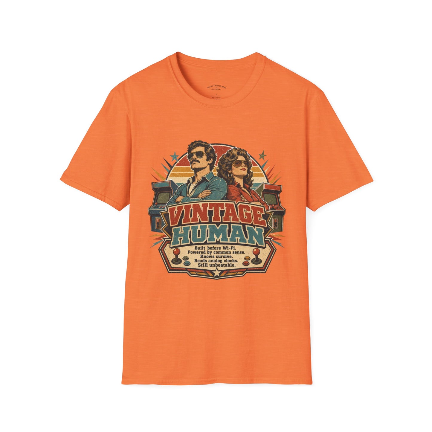 Vintage Human T-Shirt — Retro 70s Duo Graphic Tee