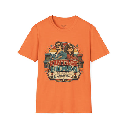 Vintage Human T-Shirt — Retro 70s Duo Graphic Tee