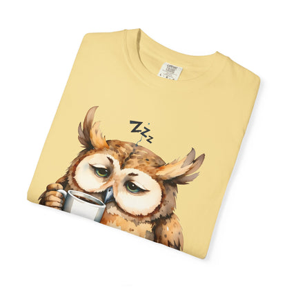Not Ready Yet Owl T-Shirt — Cute Sleepy Owl Coffee Tee