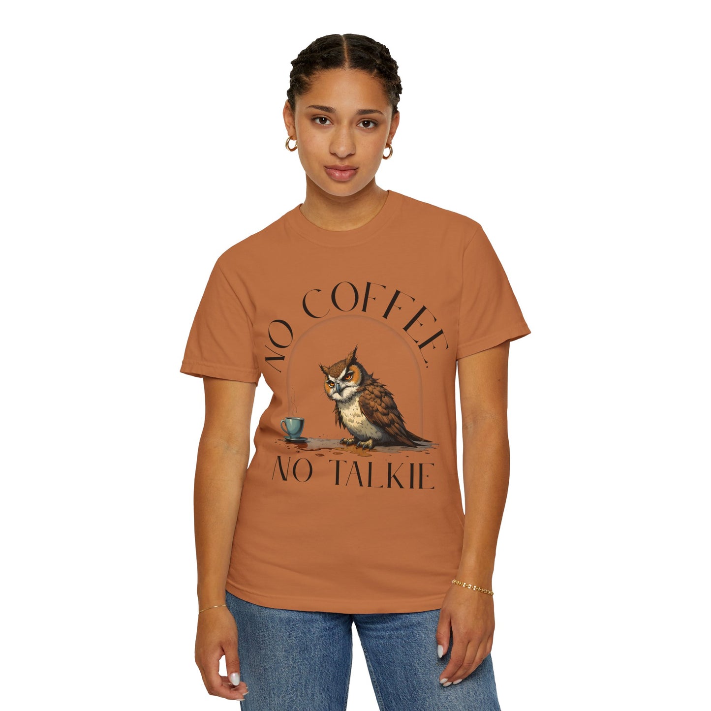 No Coffee No Talkie T-Shirt — Funny Owl Coffee Tee