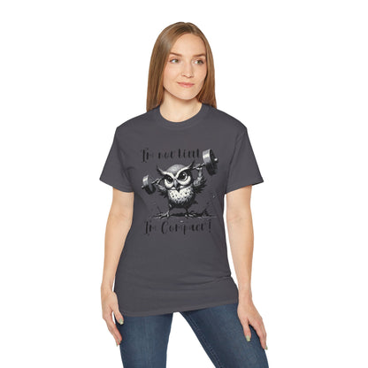 Compact Owl Weightlifting T‑Shirt — "I’m not tiny, I’m Compact!"