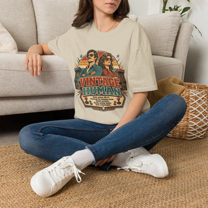 Vintage Human T-Shirt — Retro 70s Duo Graphic Tee