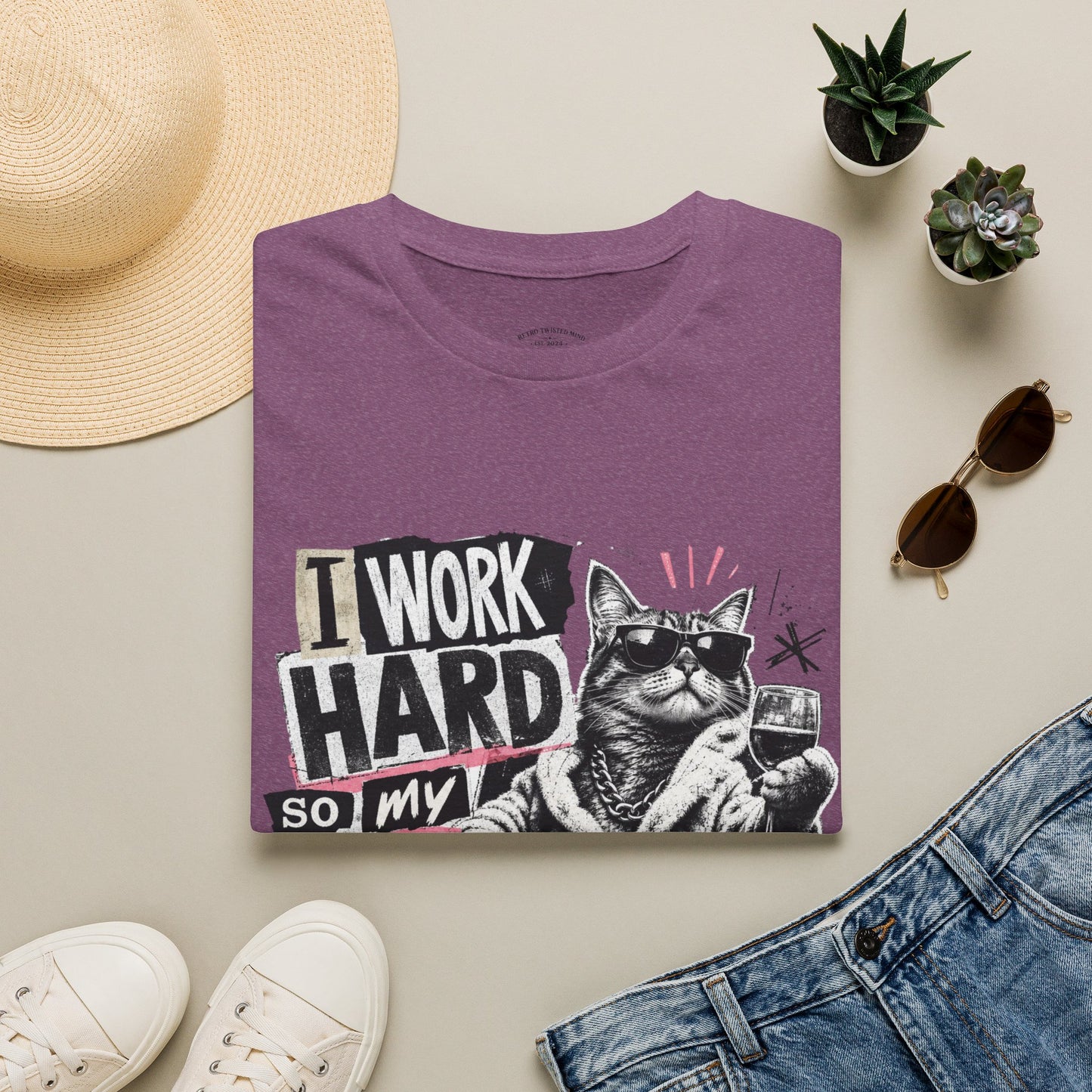 Cat Graphic T-Shirt — "I Work Hard So My Cat Can Live the Lifestyle I Deserve"
