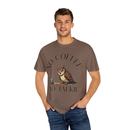 No Coffee No Talkie T-Shirt — Funny Owl Coffee Tee