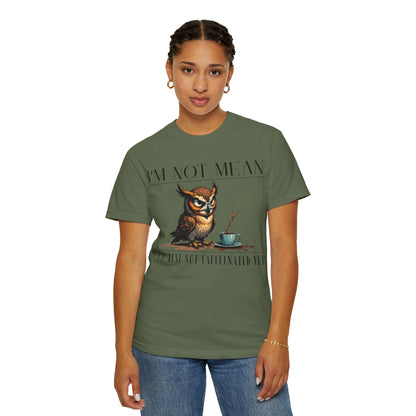 I'm Not Mean Owl T-Shirt — Funny Coffee Owl Tee for Coffee Lovers