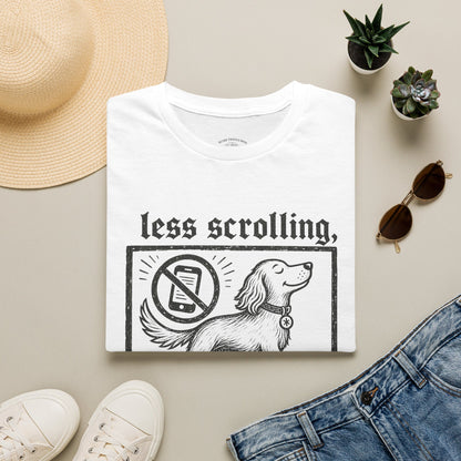 T-Shirt — "Less Scrolling, More Strolling" Dog Graphic Tee