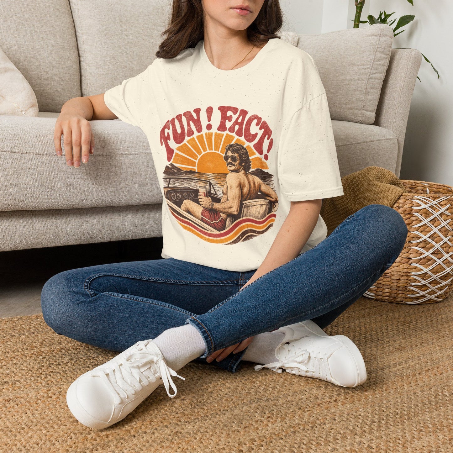 Retro 'FUN! FACT!' Surf Tee — Vintage Sunset Beach Graphic T-Shirt
