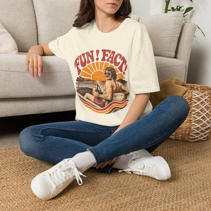 Retro 'FUN! FACT!' Surf Tee — Vintage Sunset Beach Graphic T-Shirt