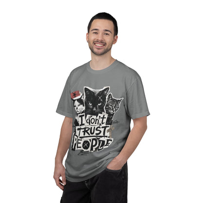 I Don’t Trust People Cat T-Shirt — Grunge Graphic Tee for Cat Lovers