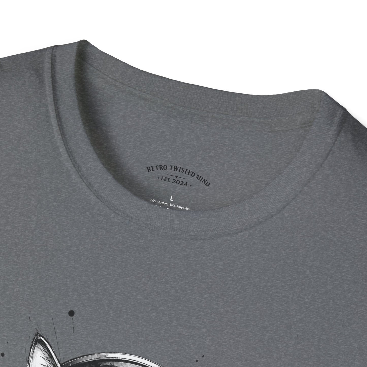 T-Shirt — Cat with Headphones "Mentally: Somewhere Else" – Cute Relaxed Graphic Tee for Cat Lovers