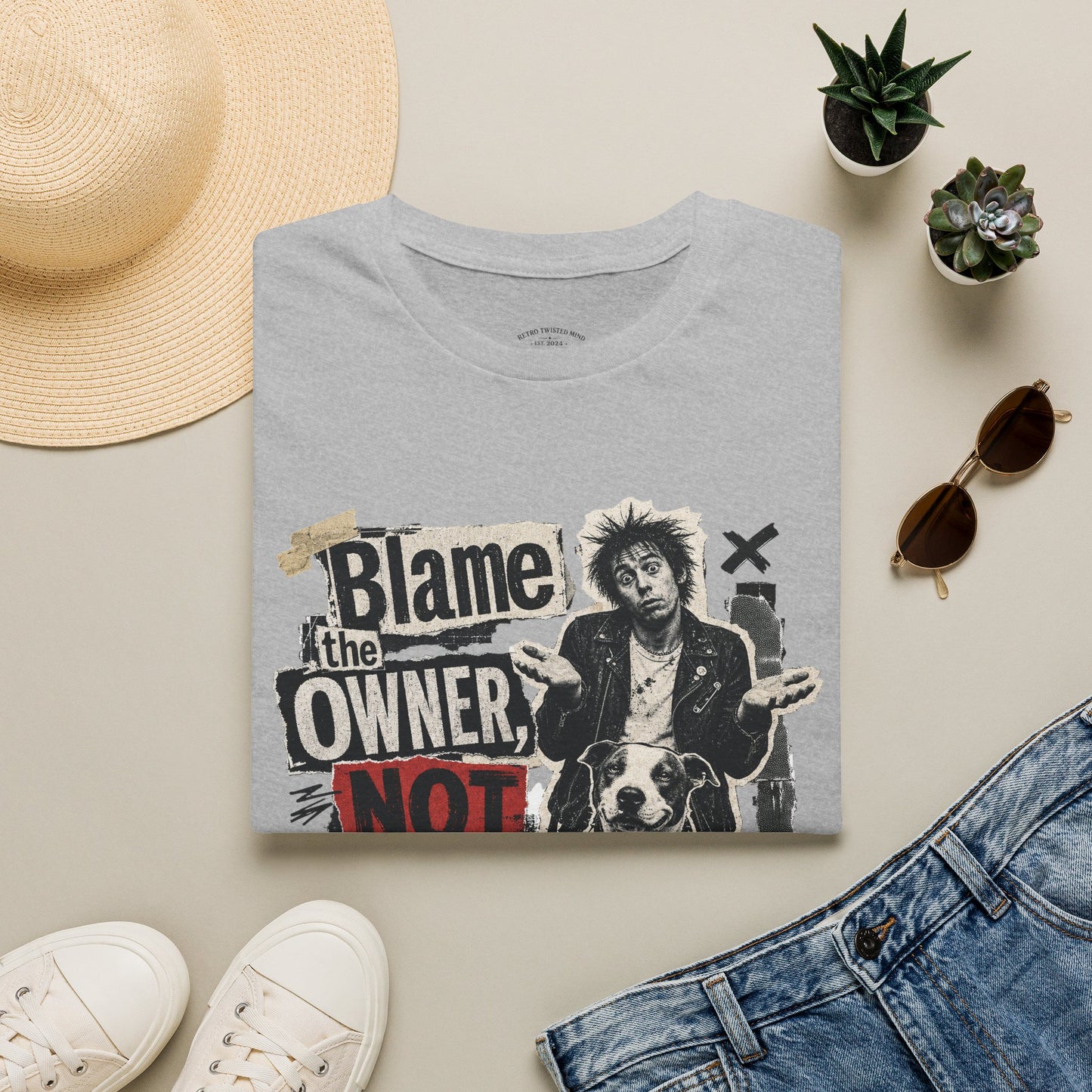 Blame the Owner Not the Dog T-Shirt - Funny Punk Dog Graphic Tee