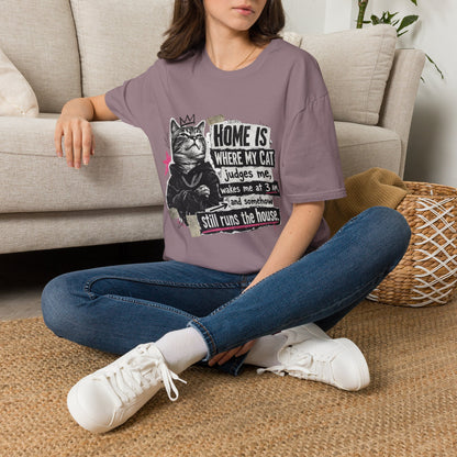 Cat T-Shirt — "Home Is Where My Cat Judges Me" Funny Graphic Tee