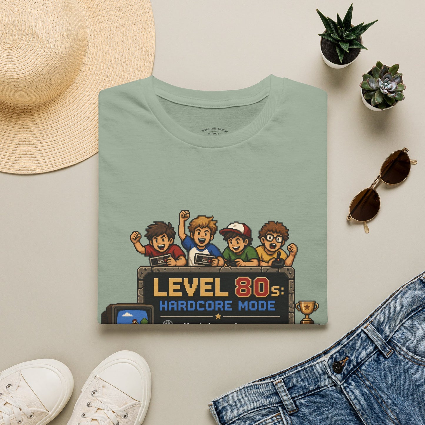 80s Level Up T-Shirt — 'Level 80s: Hardcore Mode' Retro Gaming Tee