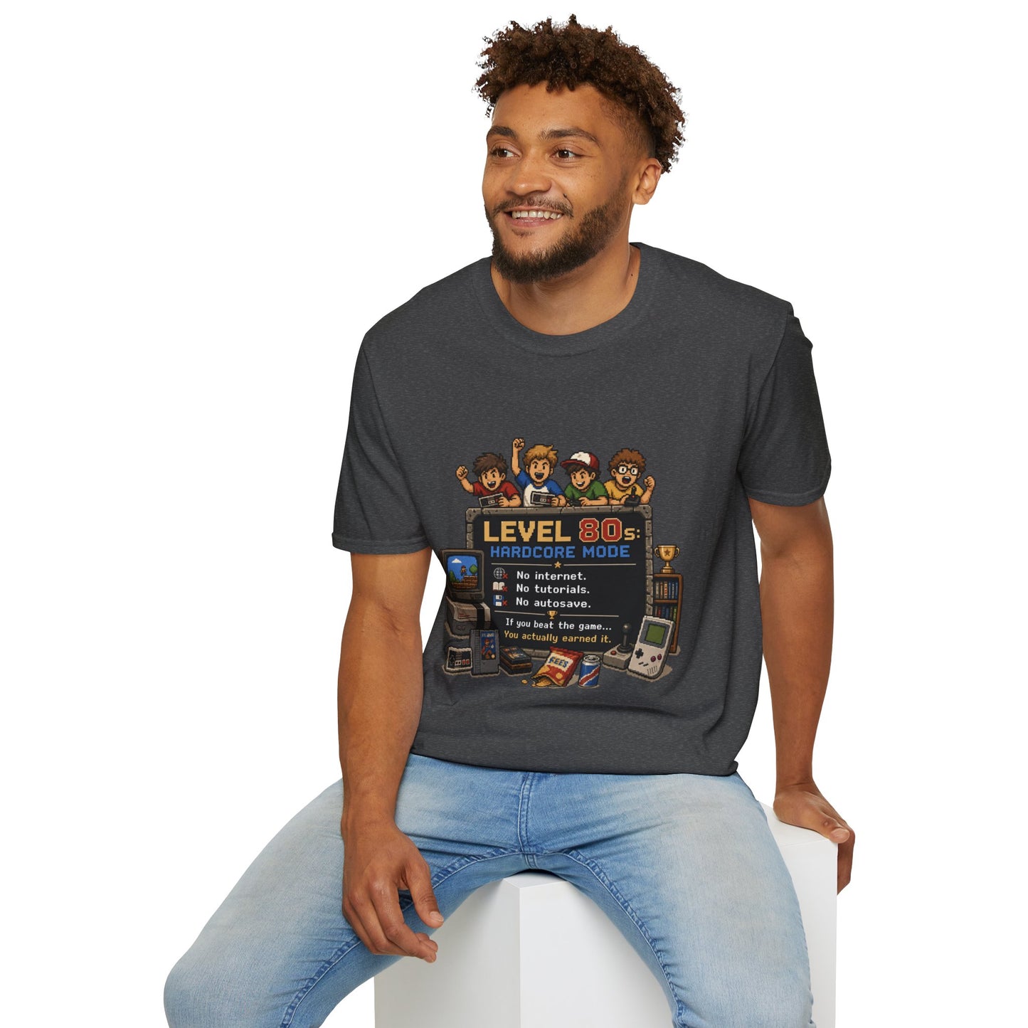 80s Level Up T-Shirt — 'Level 80s: Hardcore Mode' Retro Gaming Tee