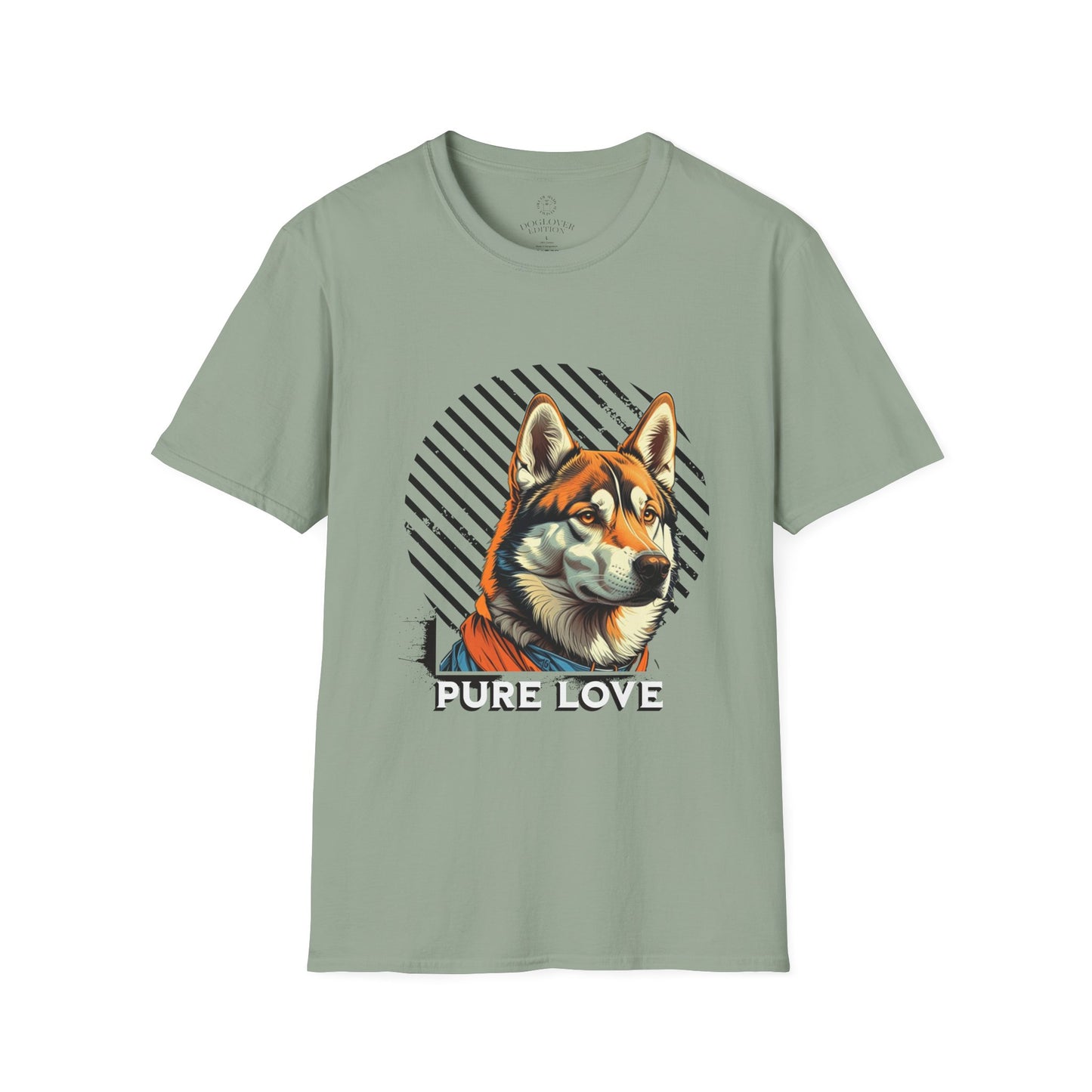 Pure Love Unisex Softstyle T-Shirt - Orange Dog Design