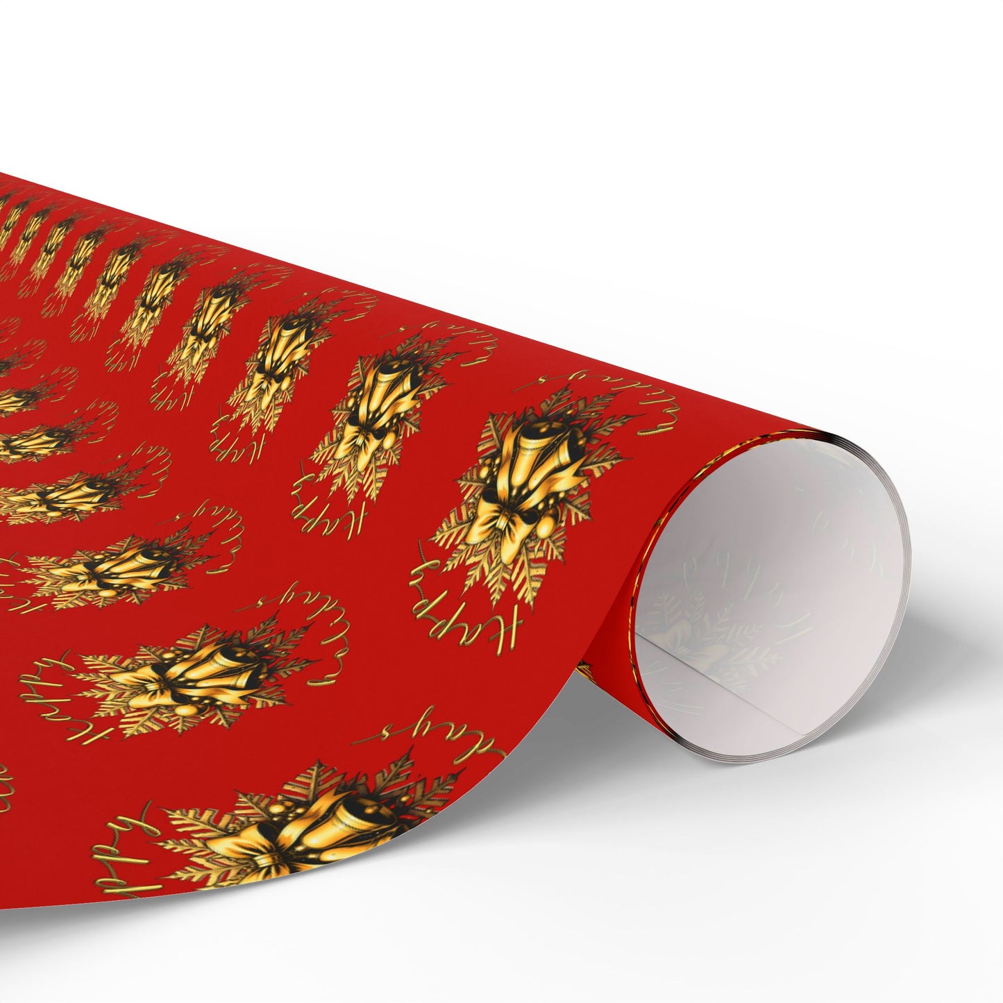 Christmas Wrapping Paper – Red with Gold Pinecone Pattern