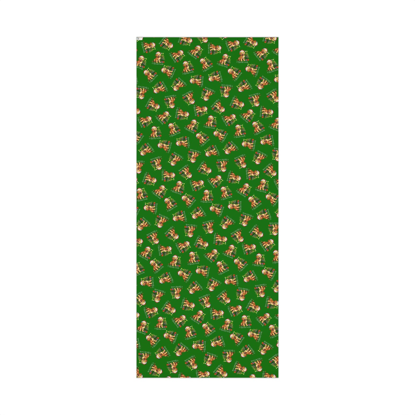 Christmas Puppy Gift Wrap Paper - Green Holiday Dog Wrapping Paper