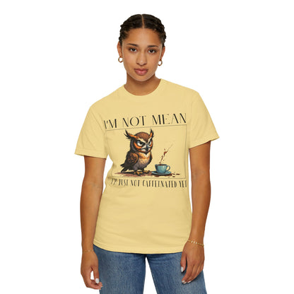 I'm Not Mean Owl T-Shirt — Funny Coffee Owl Tee for Coffee Lovers
