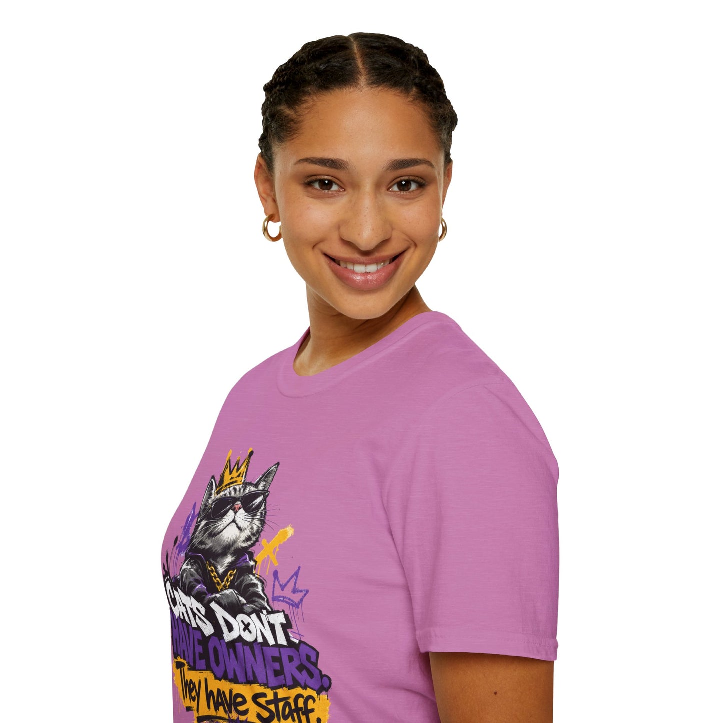 Cat Graphic Tee — "Cats Don't Have Owners They Have Staff"