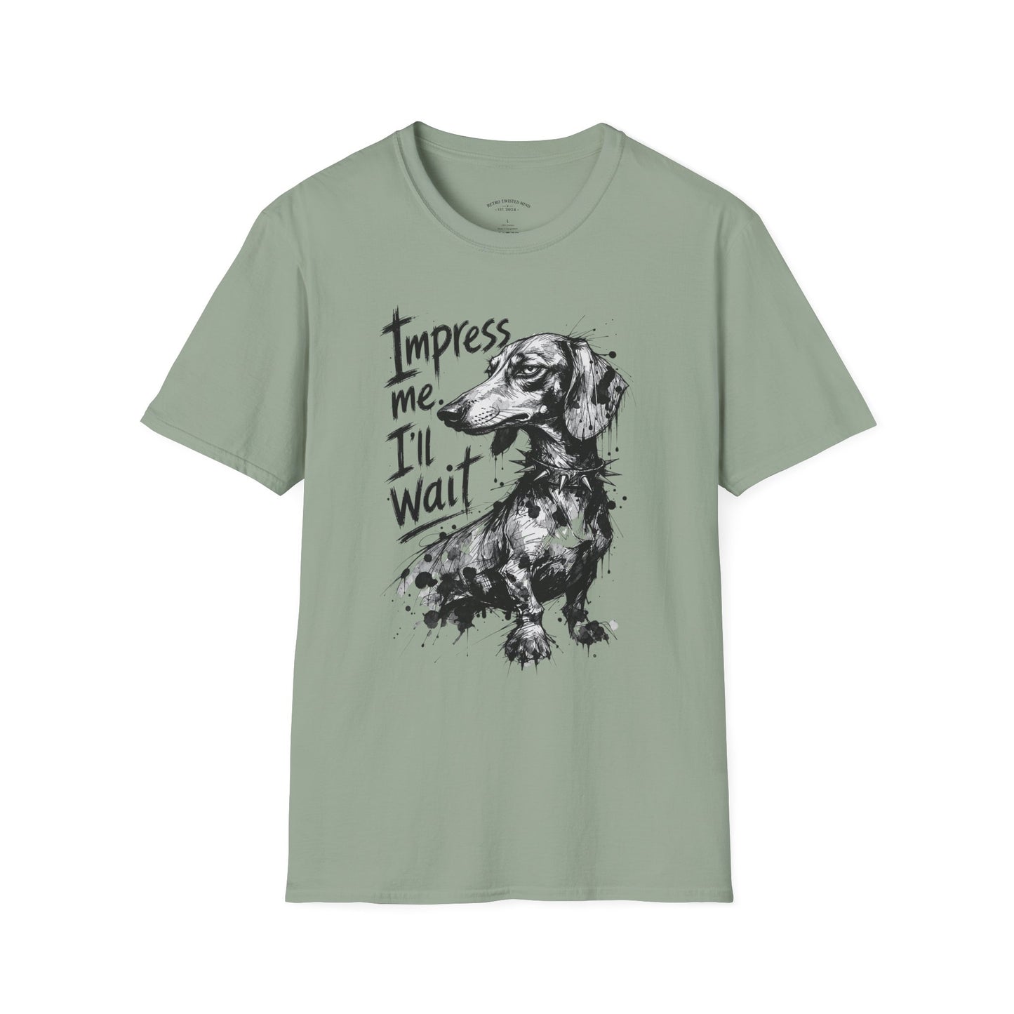 Dachshund Graphic Tee — "Impress Me. I'll Wait" Dog Lover T-Shirt