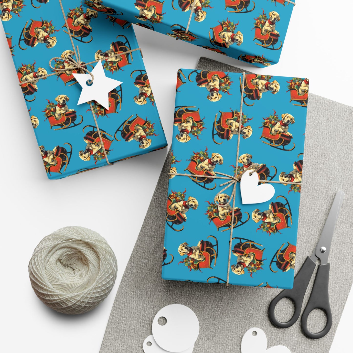 Santa Puppy Pattern Gift Wrap Paper – Cute Christmas Wrapping Sheets
