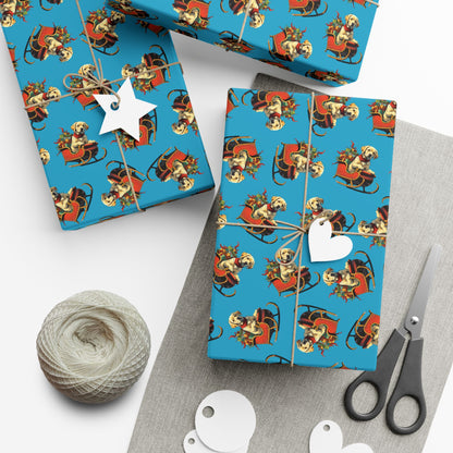 Santa Puppy Pattern Gift Wrap Paper – Cute Christmas Wrapping Sheets