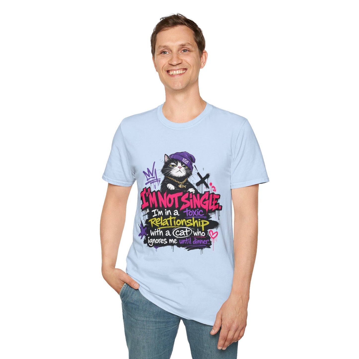T‑Shirt — “I’m Not Single: I’m in a Toxic Relationship with a Cat” Graphic Tee