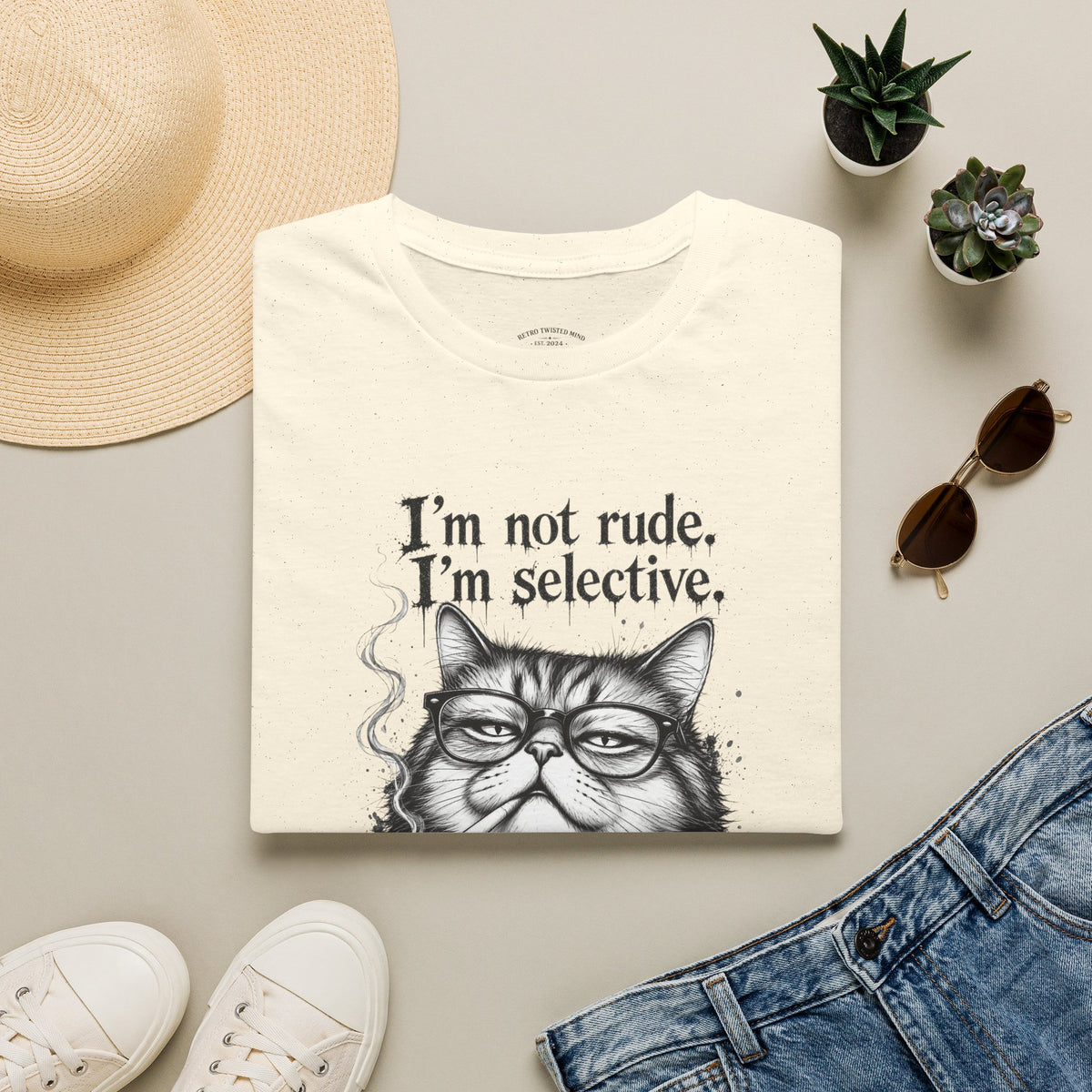 Cat Graphic T‑Shirt — "I'm Not Rude, I'm Selective" Funny Cat Tee