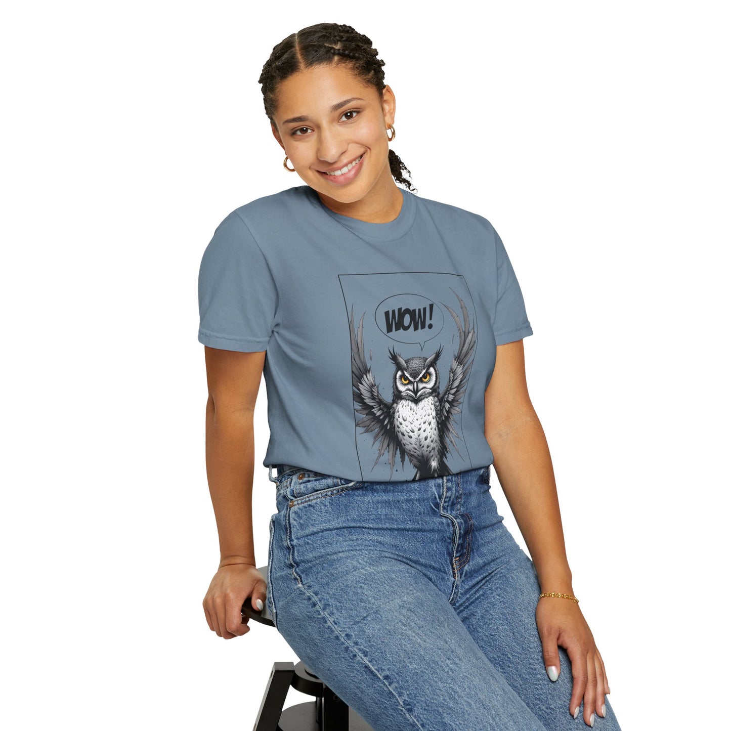 Owl Graphic T-Shirt — 'WOW!' Illustrated Night Owl Tee