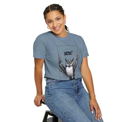 Owl Graphic T-Shirt — 'WOW!' Illustrated Night Owl Tee