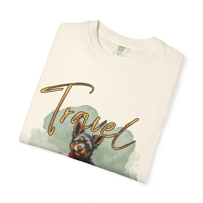 Travel Time Unisex Garment-Dyed T-Shirt with Dog Design