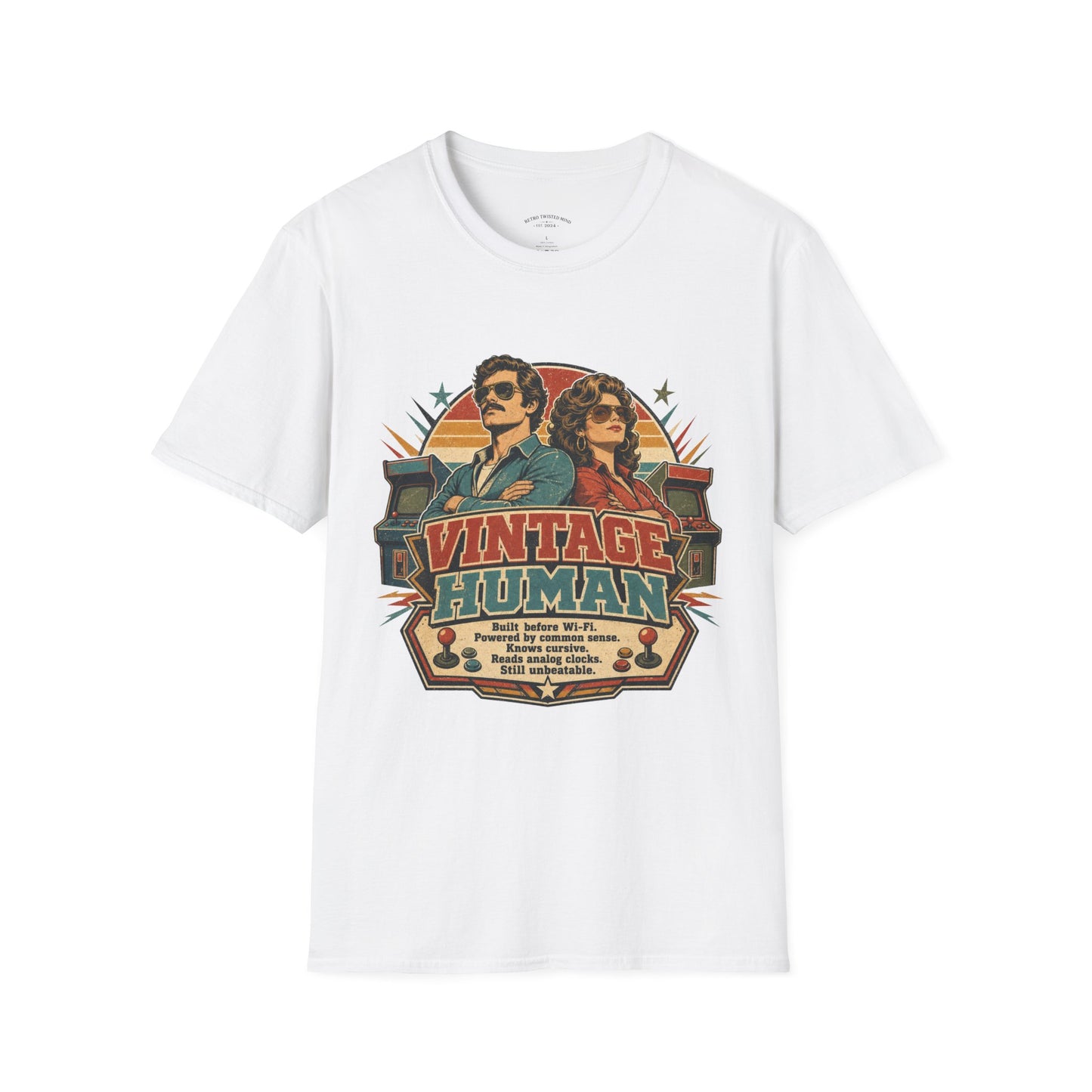 Vintage Human T-Shirt — Retro 70s Duo Graphic Tee