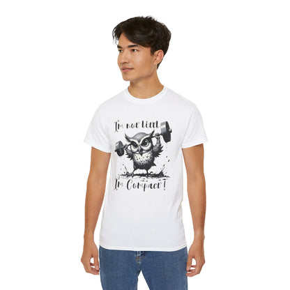 Compact Owl Weightlifting T‑Shirt — "I’m not tiny, I’m Compact!"