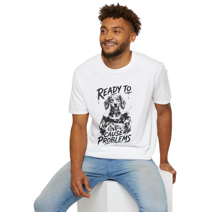Ready To Cause Problems Dog T-Shirt — Funny Dachshund Graphic Tee