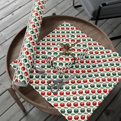 Christmas Ornament Gift Wrap Paper - Red & Green Bauble Wrapping Paper
