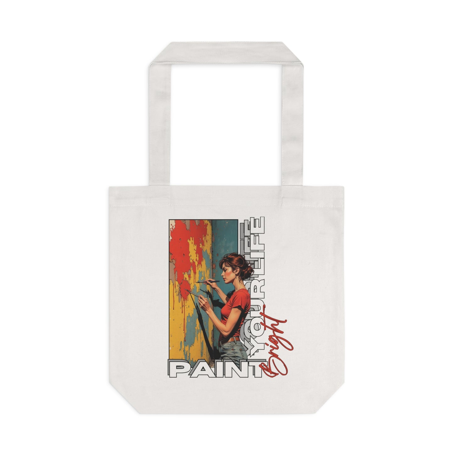 Creative Cotton Tote Bag - "Paint Your Life Bright" Design,