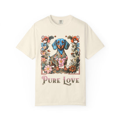 Pure Love Dachshund T-Shirt - Unisex Garment-Dyed Tee