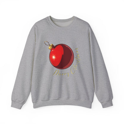 Christmas Ornament Crewneck Sweatshirt — Red Bauble "Merry Christmas" Holiday Sweater